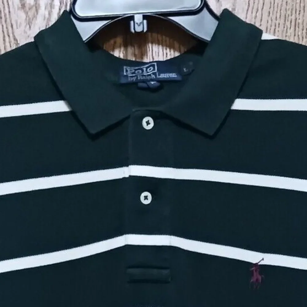 Polo (Ralph Lauren)-(Green Stripe)-(Pre-owned)-(Dry Cleaned)-(Size-L)-$30.00 - Picture 3 of 4